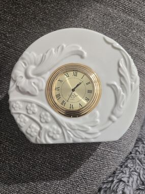 Lenox  Grande Minuet Cream Porcelain Mantel Clock with Gold Trim